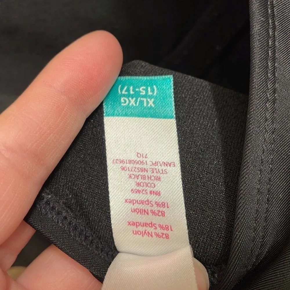 No Boundaries plain black high cut one piece swimsuit, size XL (15-17) - Image 4