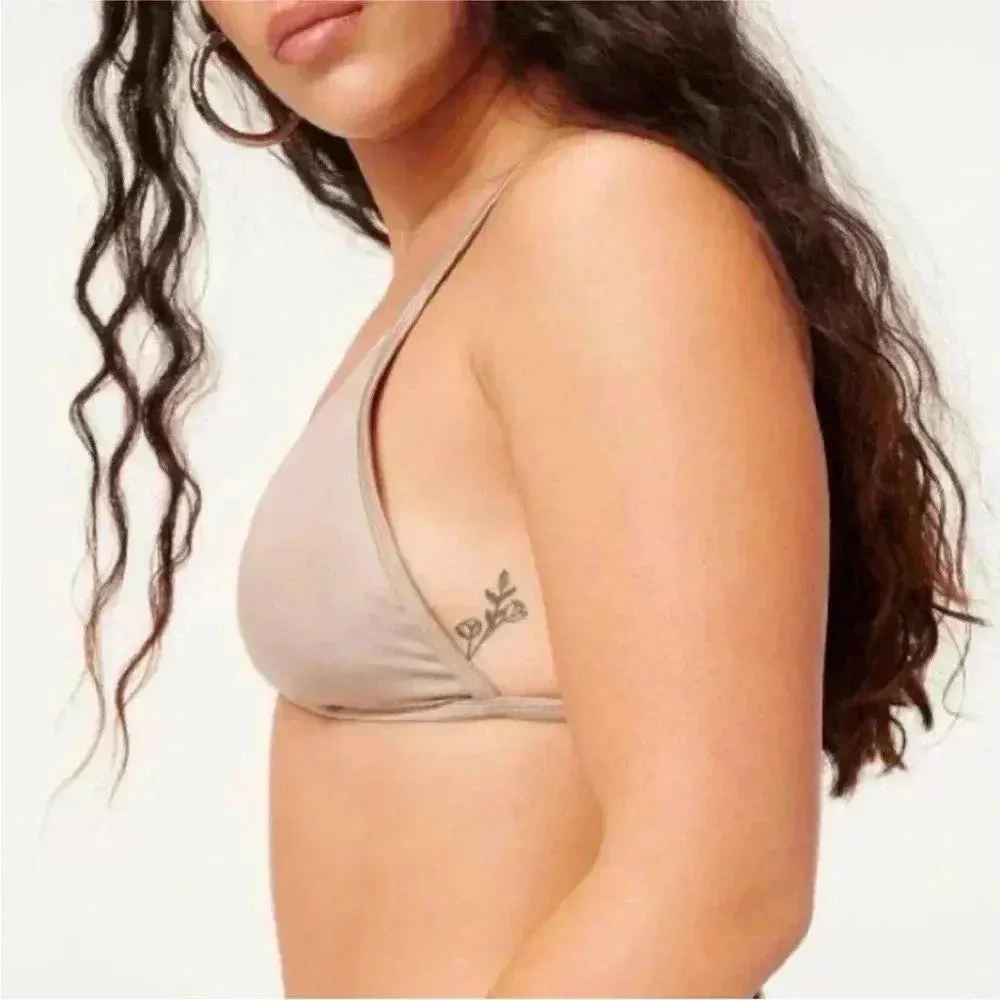 NWT Good American Mink Shine Perfect Fit Triangle Bikini Top Strappy Sz 2 Medium - Image 4