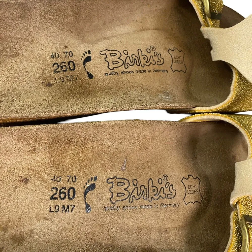 Rare find Birkenstock Birki's Sparkle‎ Gold Strap Sandal Sz 40 260 L9 M7 - Image 9