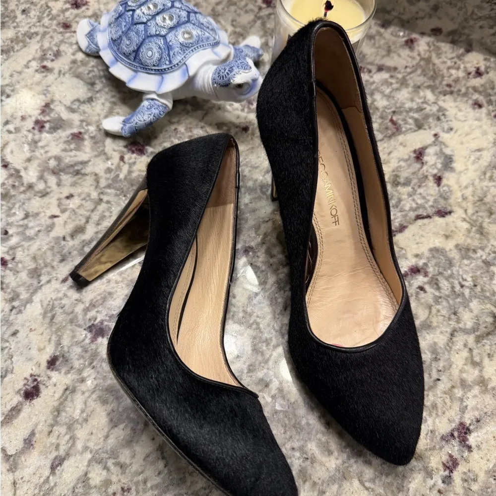 Rebecca Minkoff Pony Hair Black Pointed Toe Heels Sandals - Image 5