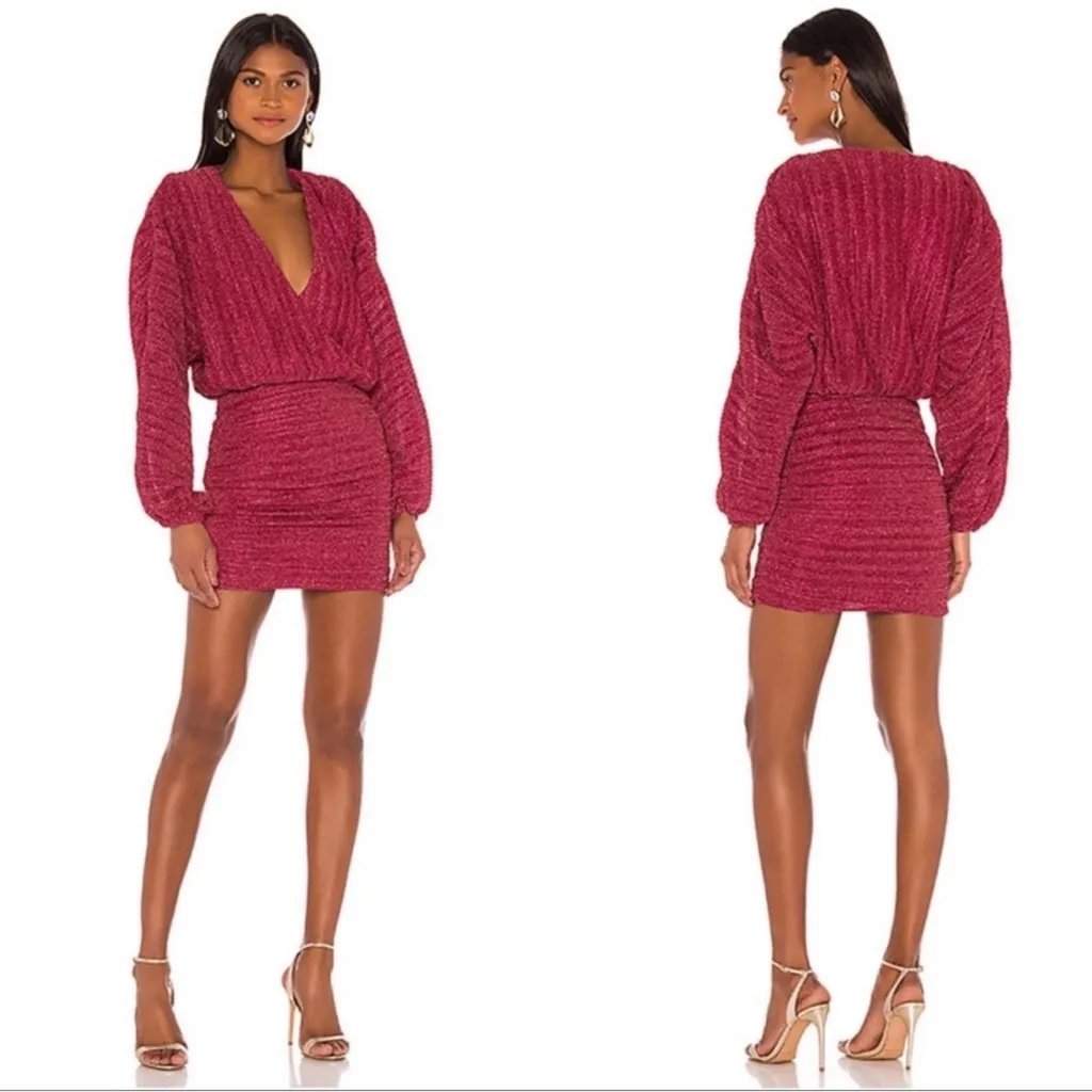 Revolve NBD Illusion Mini Dress in Fuchsia Size Medium - Image 2