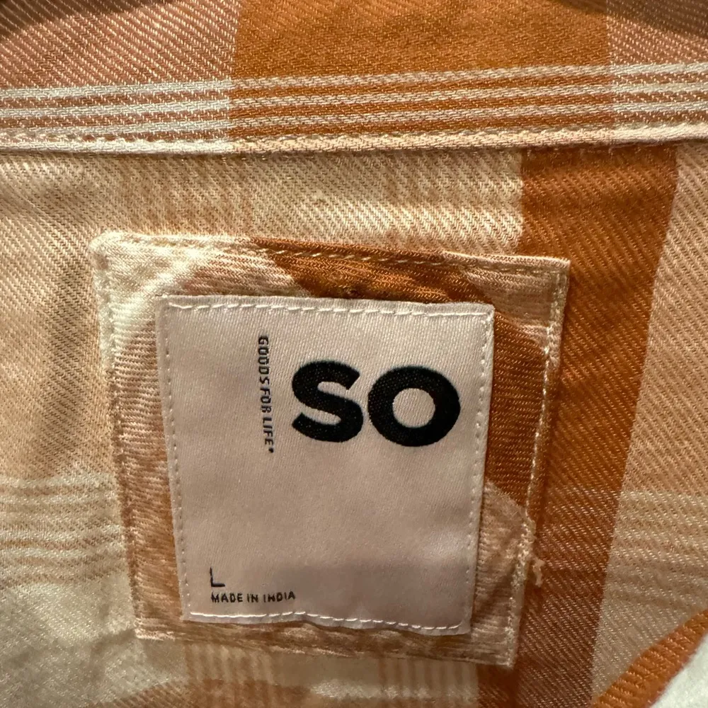 Orange Pumpkin Color Plaid Flannel Size L Longsleeve Button Up Shirt - Image 10