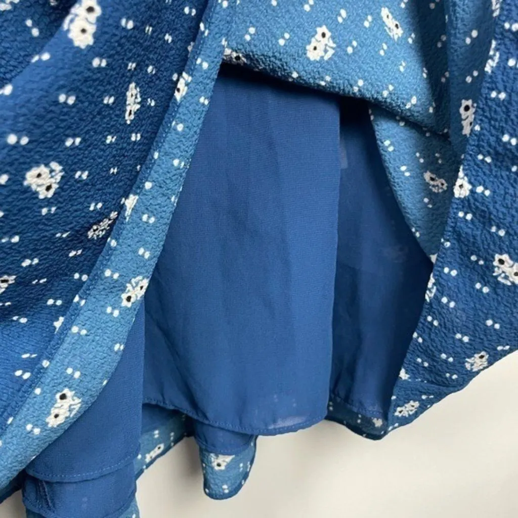 & Other Stories Blue Floral Short Sleeve Lined A-Line Dress‎ Size 10 - Image 5