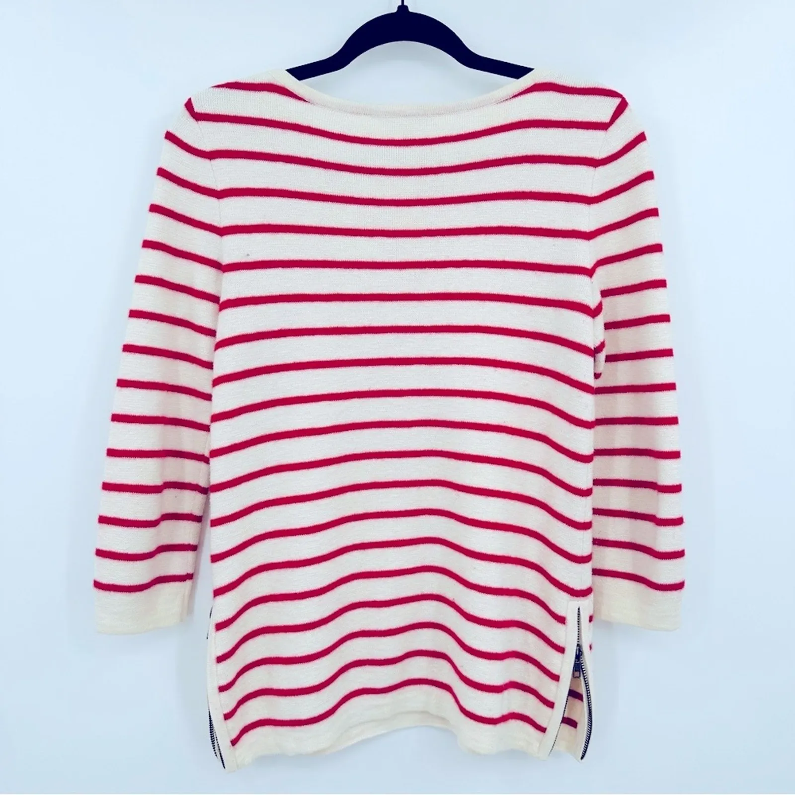 | Seaside Side-Zip Wool Blend Striped Sweater Size Small - Image 3