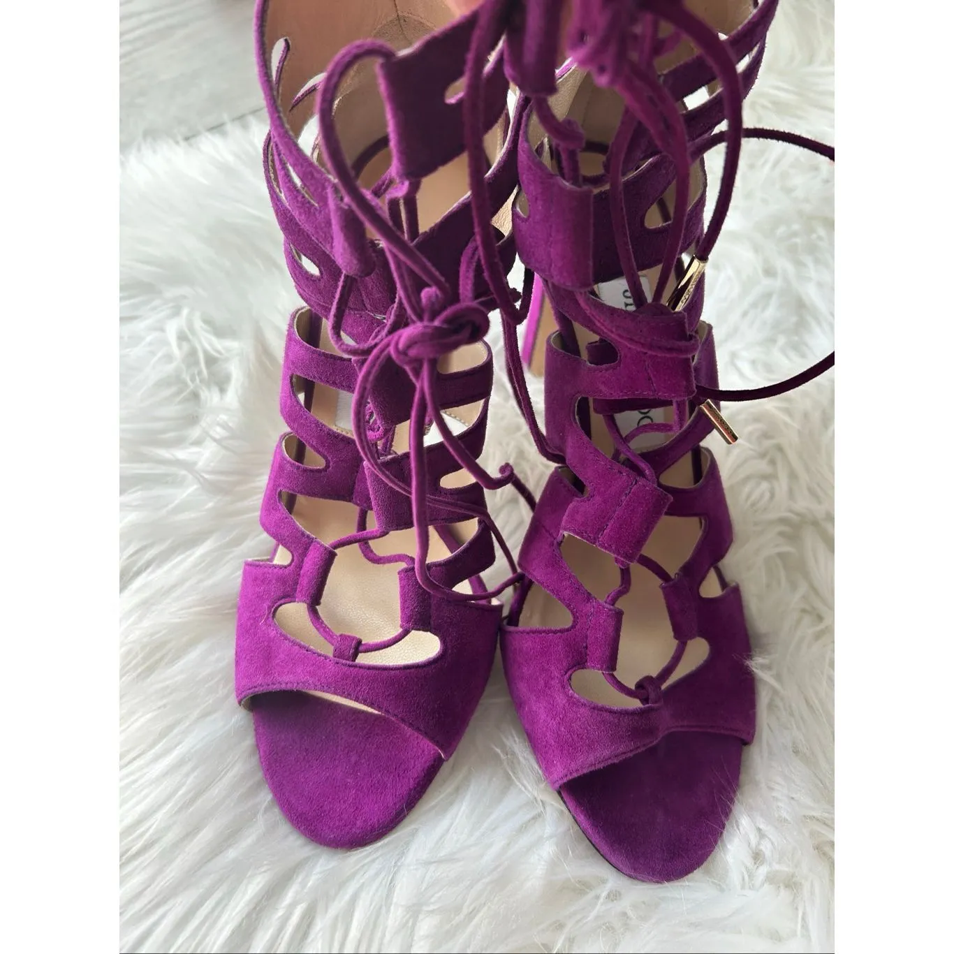 Jimmy Choo Magenta Suede Heels strapy heel new no box purple size 37 or 7 - Image 2