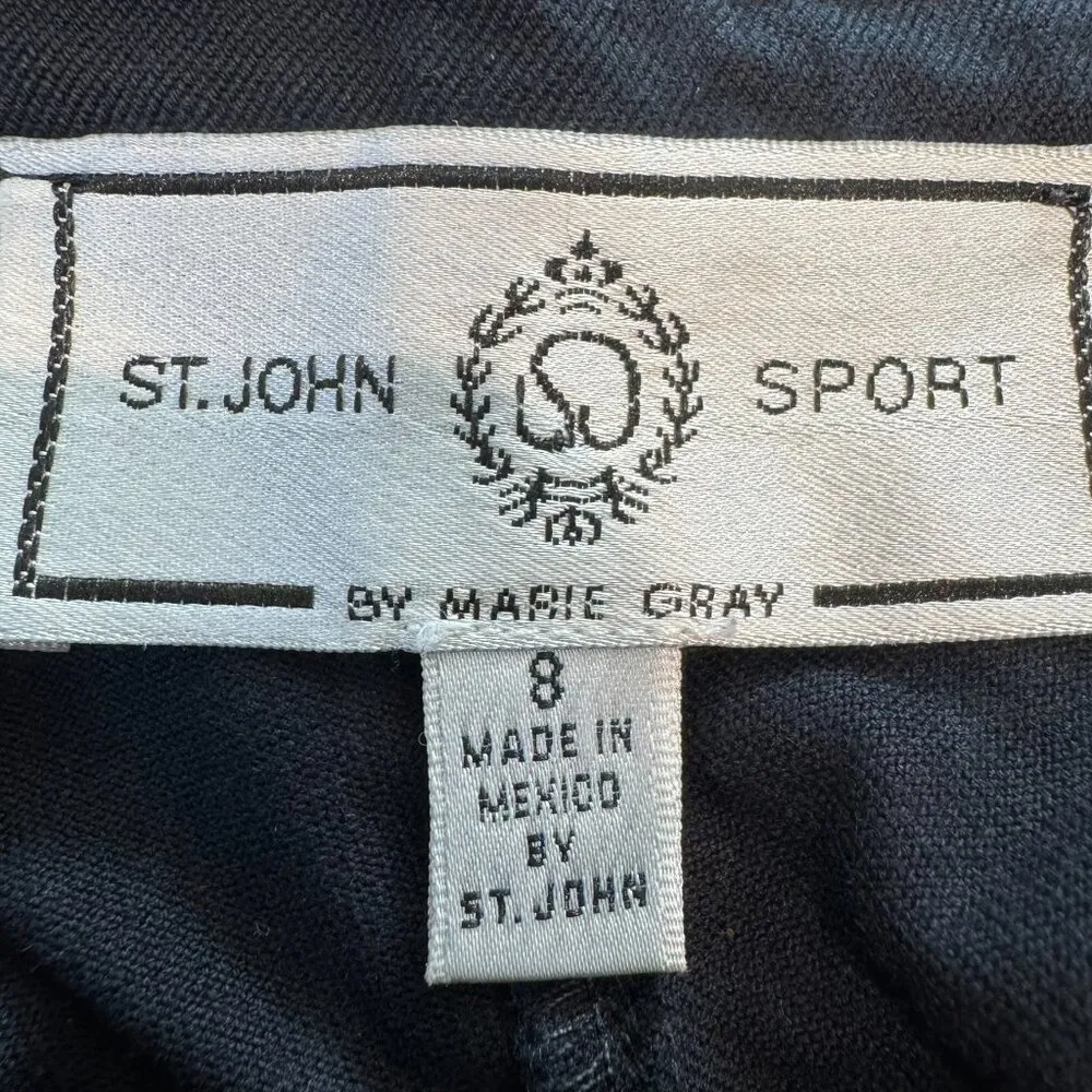 St. John Sport By Marie Grey Black Straight Leg Jeans Stretch, Gold Hardware A32 - Image 4