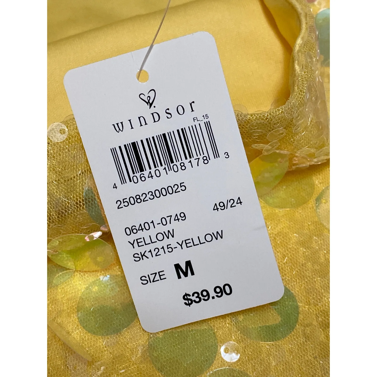 NEW Windsor Women's Yellow Sequin Embellished Low Rise Mini Pencil Skirt Size M - Image 5