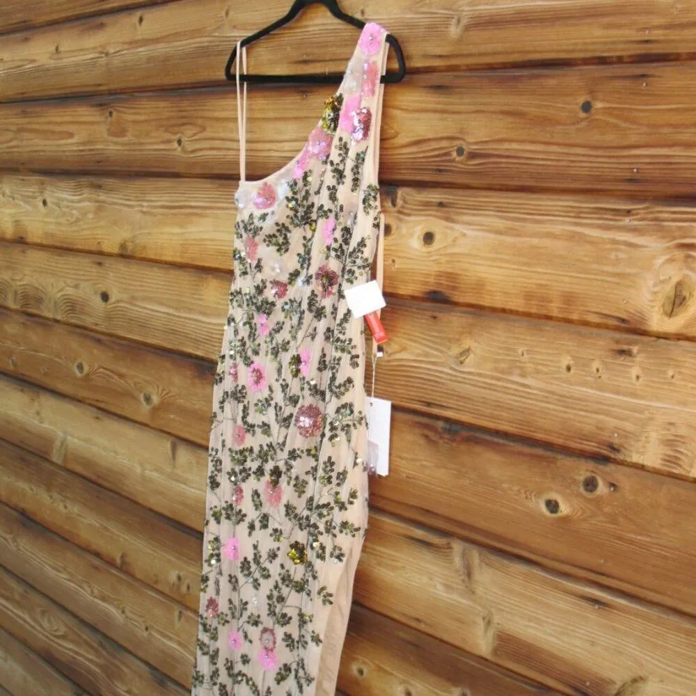 Mac Duggal 10903 Womens FLORAL SEQUINED ONE SHOULDER COLUMN GOWN - Image 6