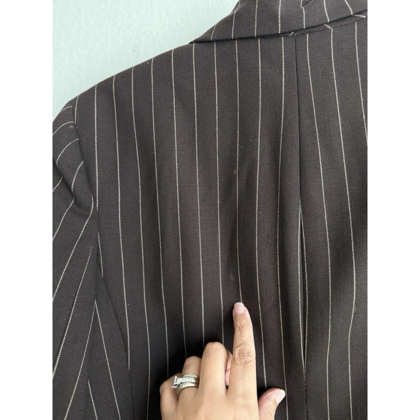 Lauren Ralph Lauren Wool Blend Jacket Womens Size 8 Brown Stripes Career‎ - Image 9