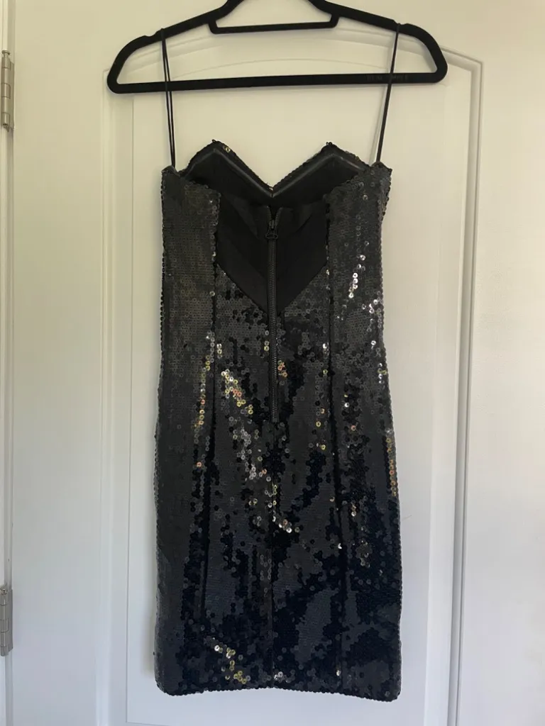 ALICE + OLIVIA RO BLACK SEQUIN TUBE DRESS XS! - Image 8