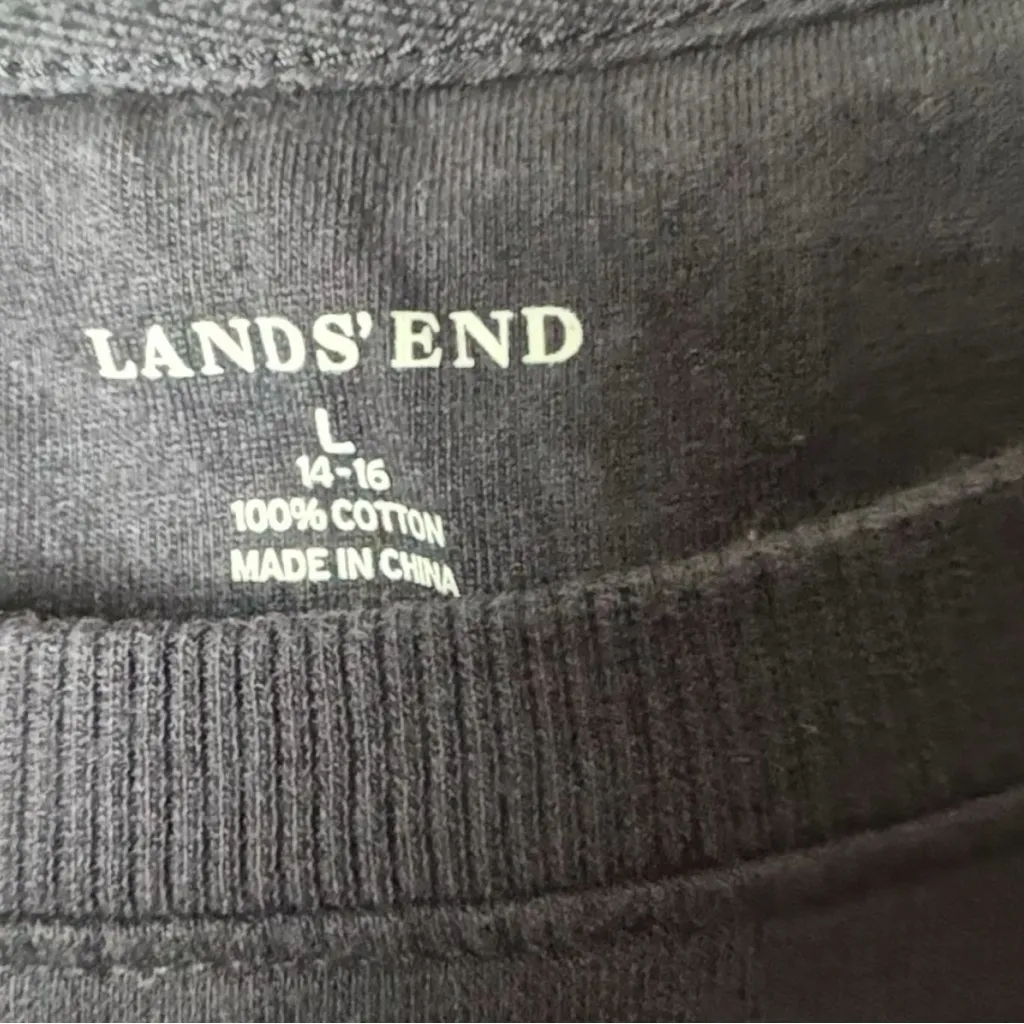 Lands End Women’s Long Sleeve Crew Neck Top With Button Details Sz L Black Size L - Image 6