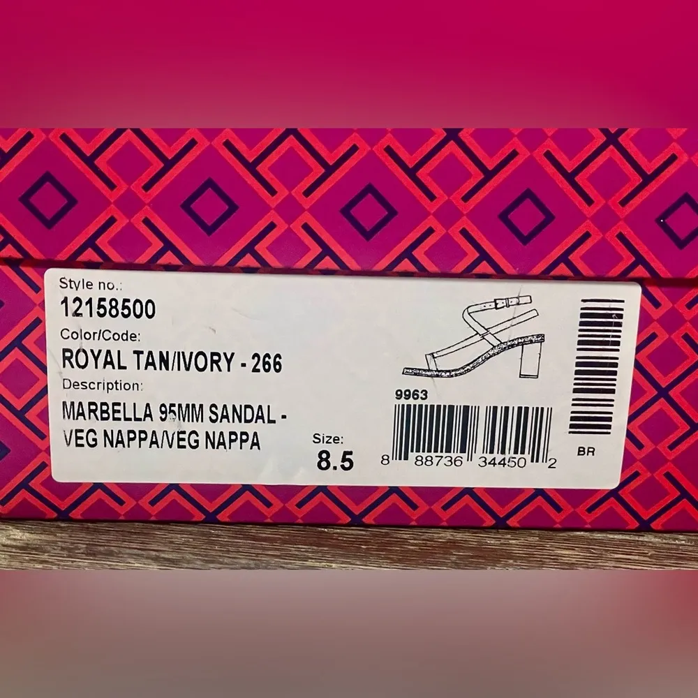 TORY BURCH “Marbella” Royal Tan/Ivory Ankle Strap Leather Sandals - Sz. 8.5 - Image 9