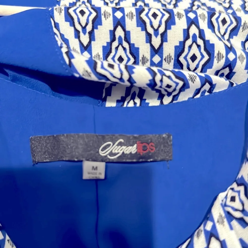 Sugarlips Blue Printed Sleeveless A-Line Summer Mini Dress Size M - Image 7