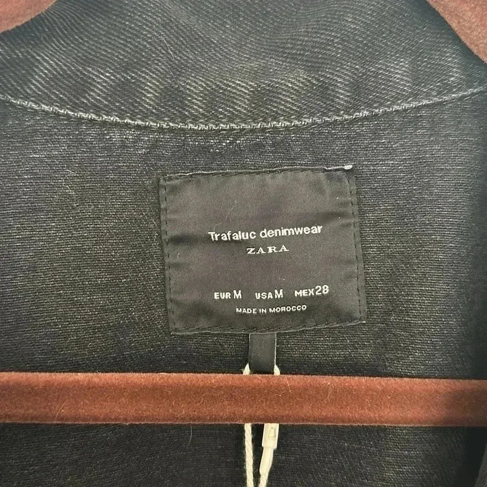 NWT Zara Black Denim Jacket with Sherpa Sleeves Sz M - Image 4