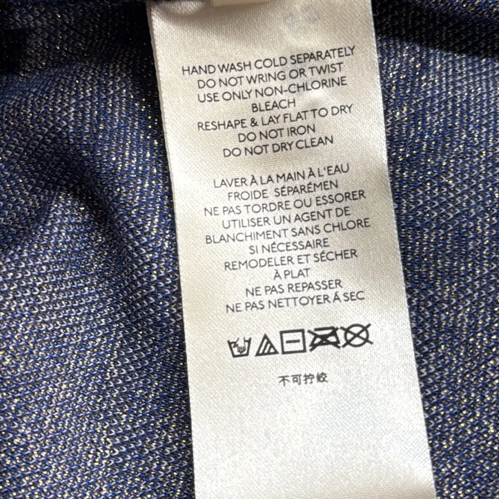 Anthropologie Demeter Blue Paisley Sparkly Puff Short Sleeve Knit Top Size XS - Image 13