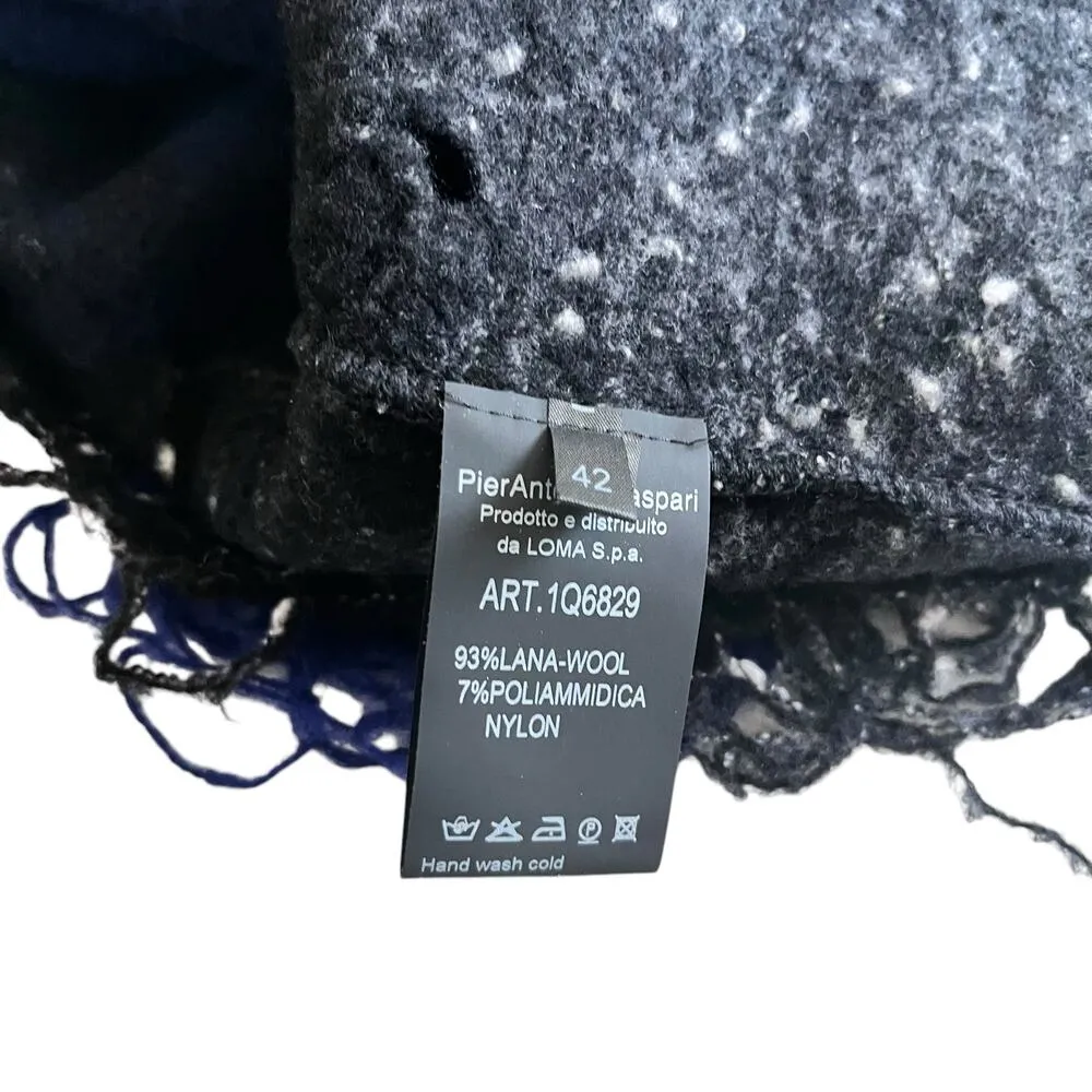 PierAntonio Gaspari Blue Black Ombre Embroidered Yarn Lace Wool Top Size 42 - Image 10