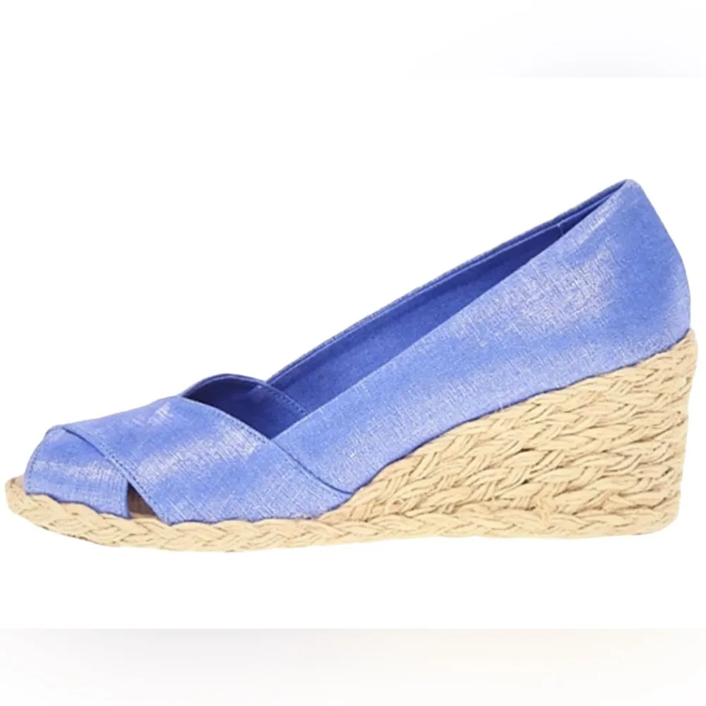 Ralph Lauren Lined Upper Metallic Blue Wedge Size 10 EU - Image 3