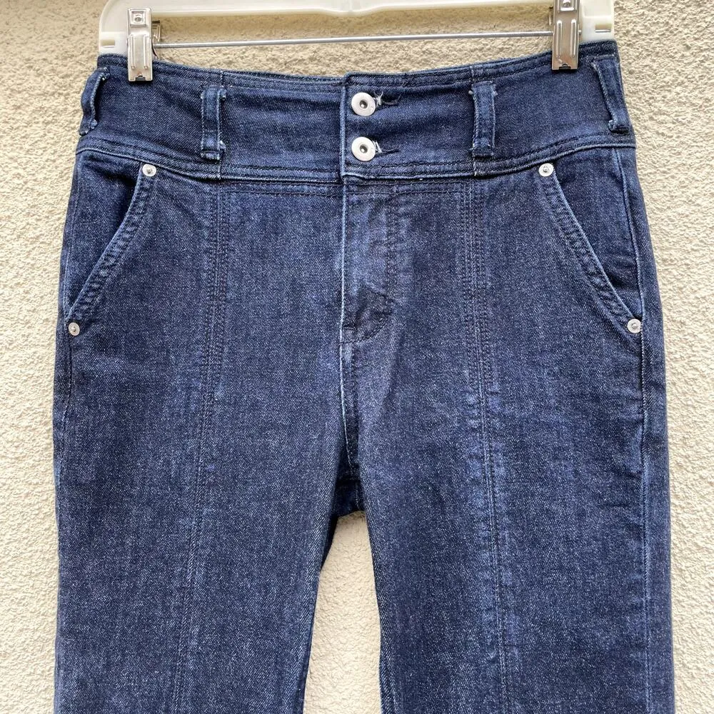 Anthro Pilcro High Rise Front Seam Jeans 26 Dark Blue Cropped - Image 3