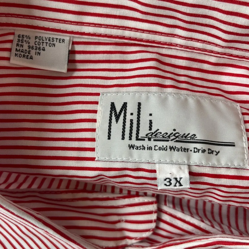 Mili Designs Nautical Button Up Womens Top Sz 3X Preppy Stripe Resort Sequin Red - Image 10