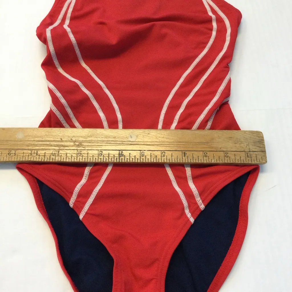 TYR Competition Lifeguard 1 Piece Swimsuit Red & White Size 32 Xtra‎ Life Lycra - Image 7