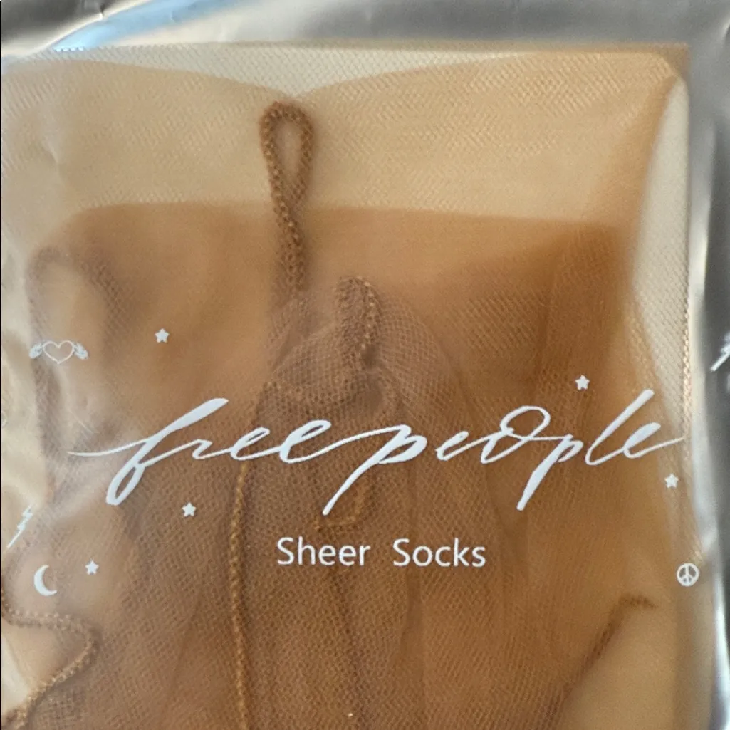 FREE PEOPLE Sheer Tan Socks NWT Size OS - Image 5