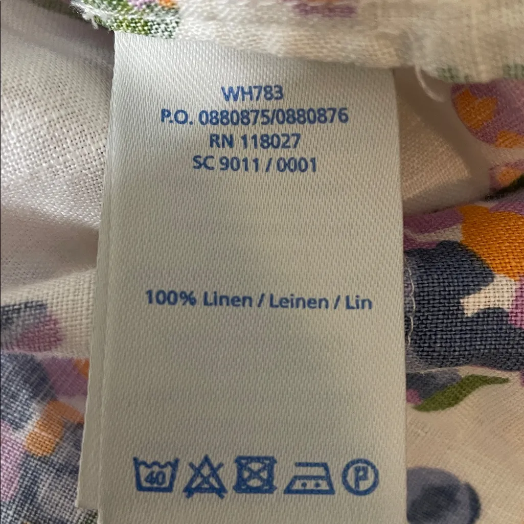 Boden Floral Linen Dress size 6 White - Image 9