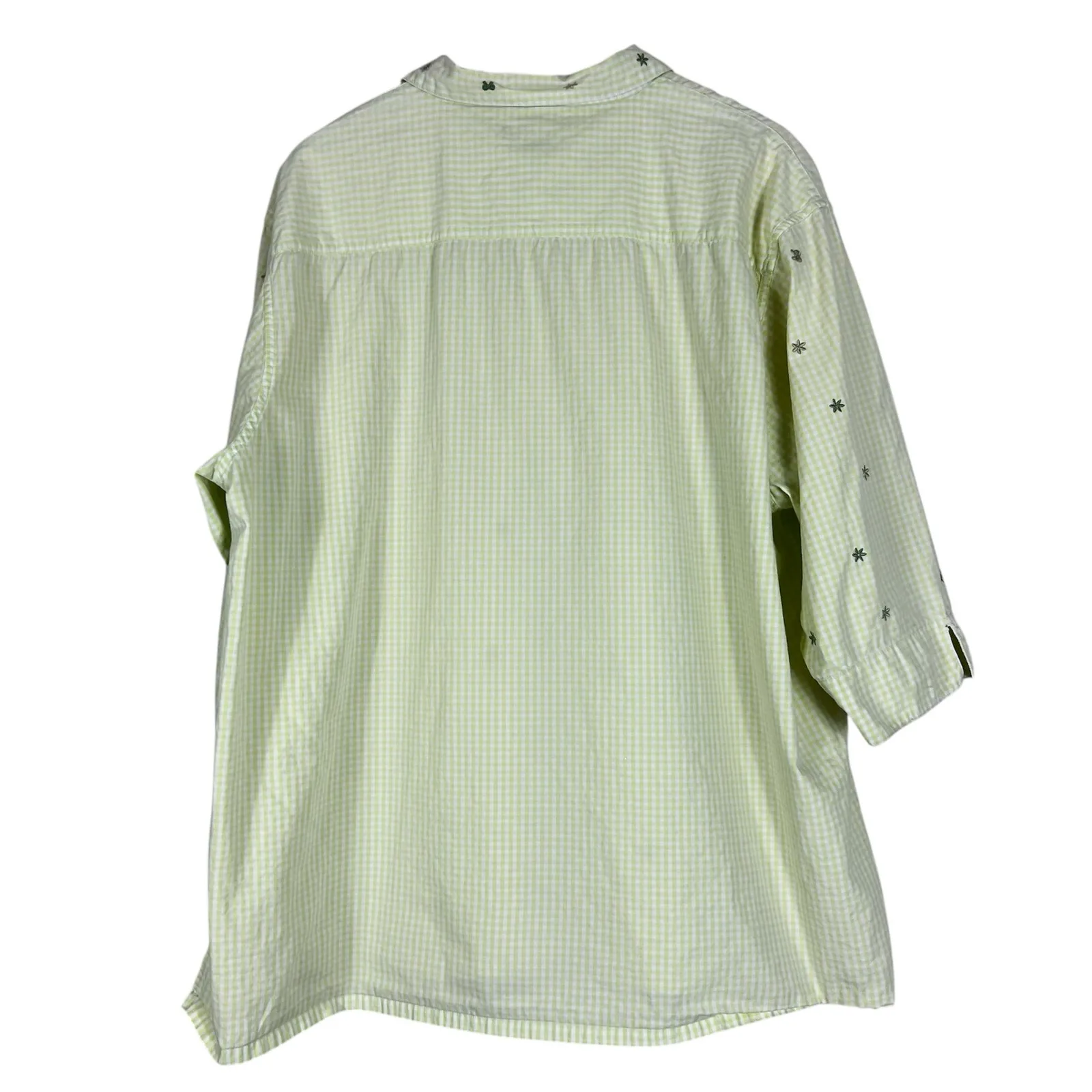 Mountain Lake Button Down Shirt Size 3X Pastel Yellow Floral Bow Embroidered - Image 4