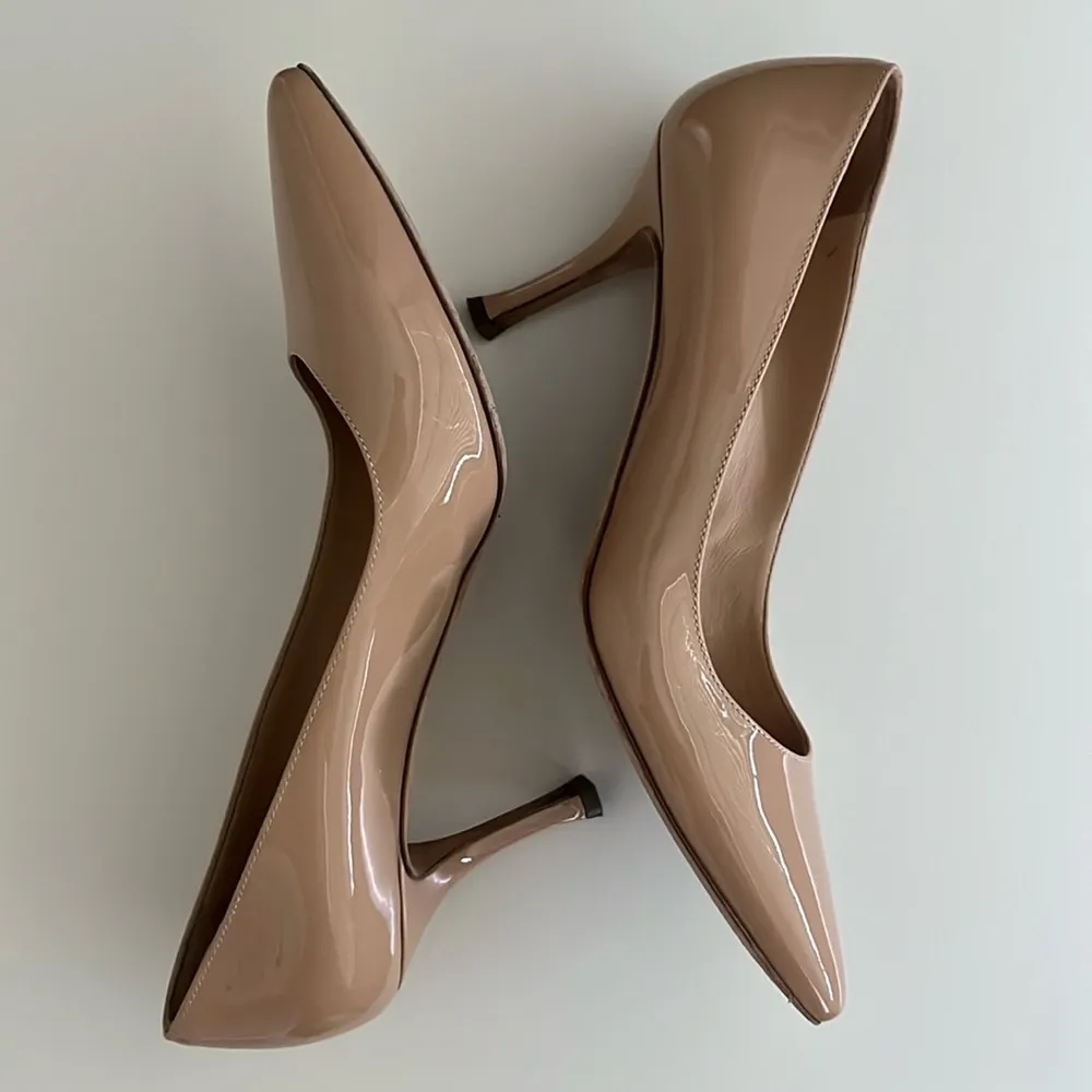Sergio Rossi Patent Nude Leather 3” Heel Pumps in Women’s Size 37 Tan - Image 3
