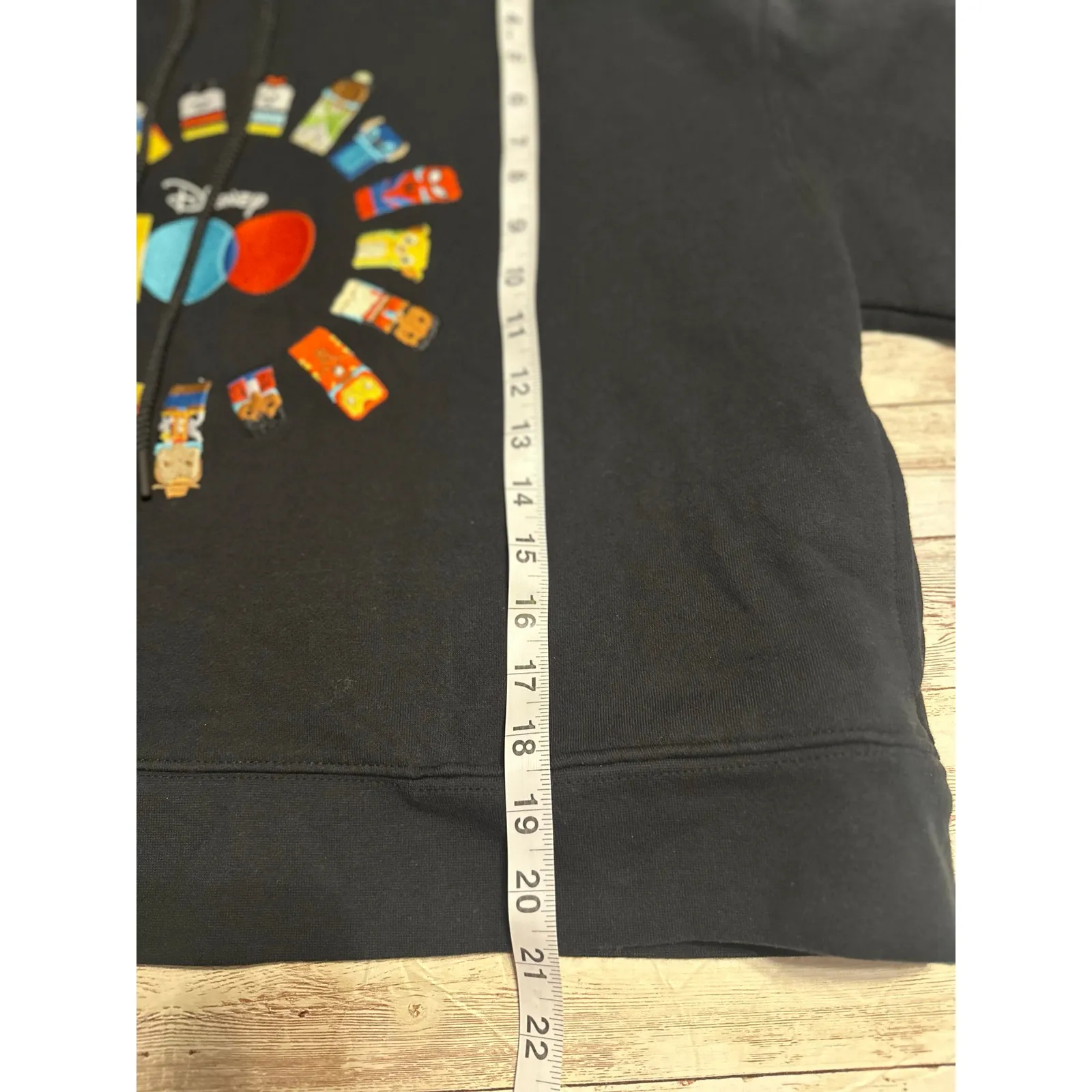 Disney 100 Cropped Hoodie Women's Large Black Embroidered Hooded Sweatshirt NWOT - Image 6