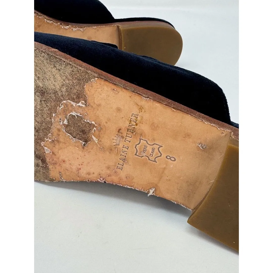 Elaine Turner Womens Mules Blue Velvet Slide Slip On Flats Sandals Classic US 8 - Image 6