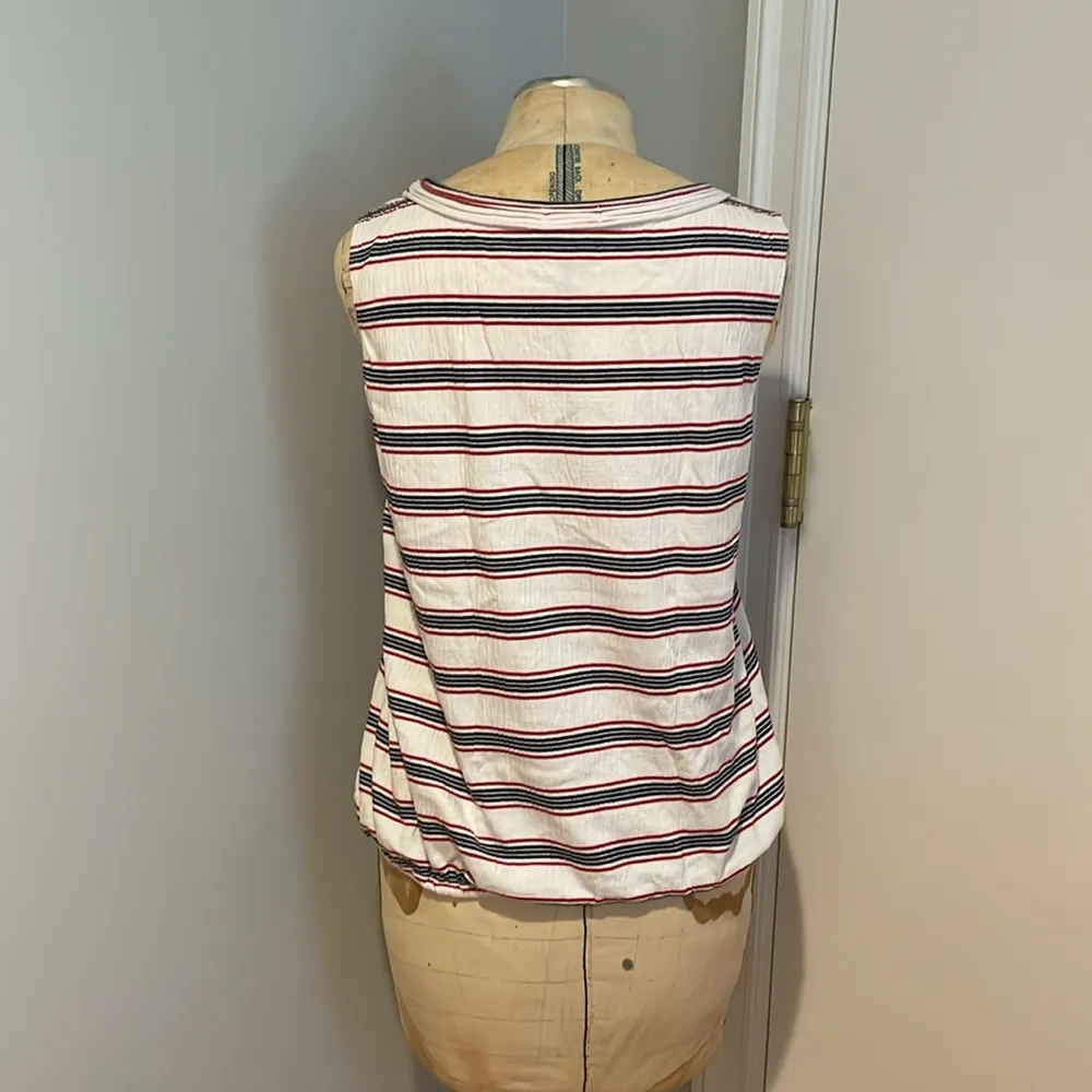 Max Studio Red, White and Blue Striped Tank Top Size Medium - Image 2