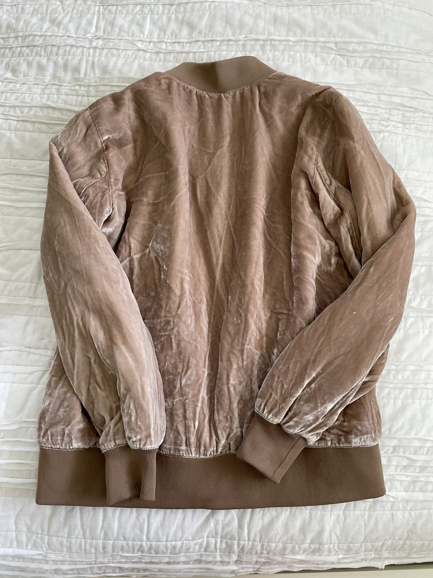 Tan Velvet Bomber Jacket - Image 4