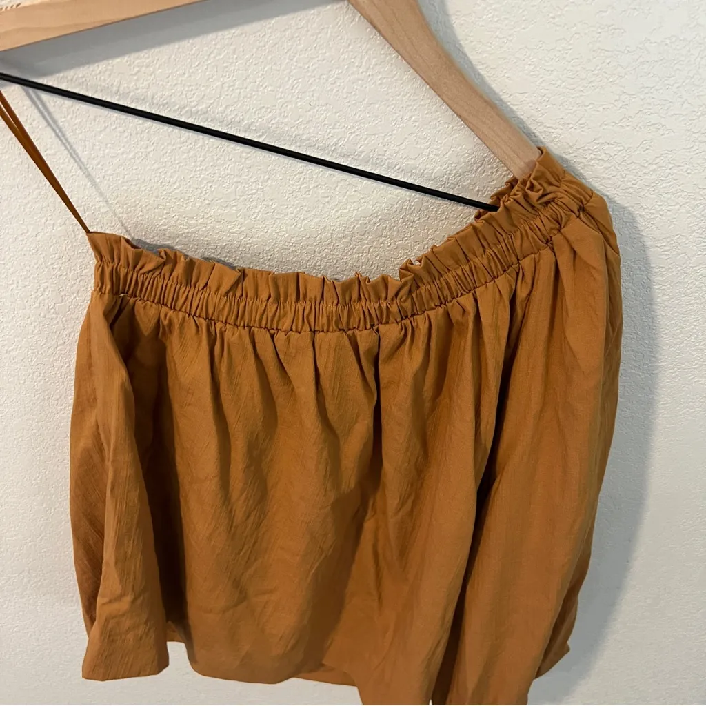 Evereve Shane Orange One Shoulder Relaxed Fit Puff Sleeve‎ Blouse Size XS - Image 8