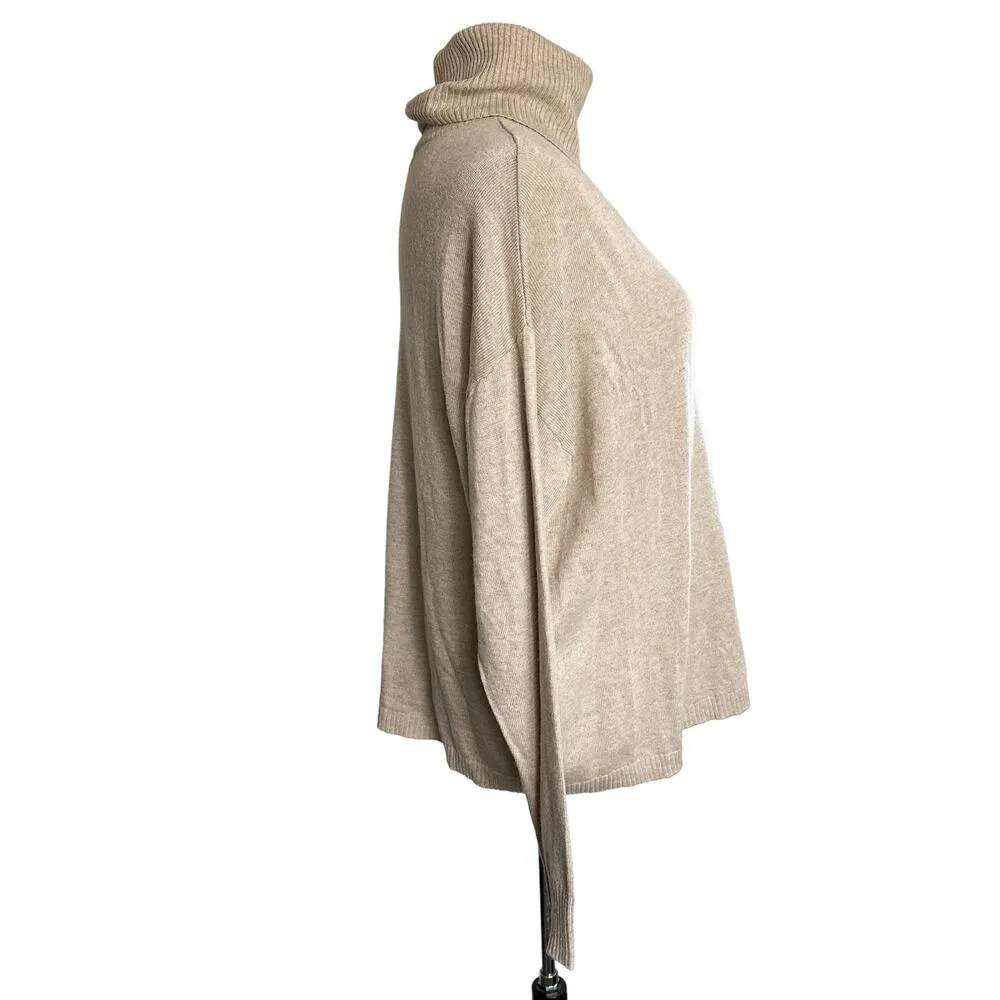 Z Supply Agnes Soft Turtleneck Oversized Pullover Sweater Light Cream Tan Medium - Image 4
