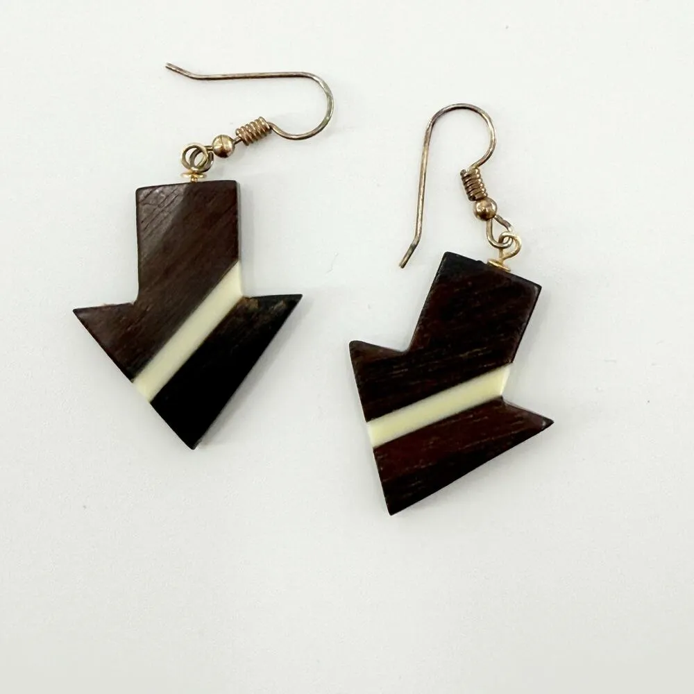 4 Pairs of Wood & Neutral Tone Earrings Pre - Image 6