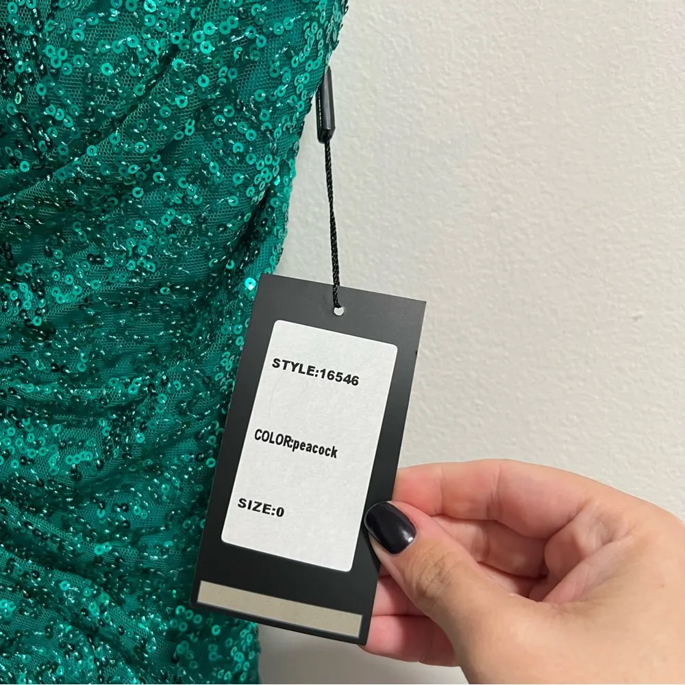 NEW NWT  Strapless Sequined Maxi Gown In Peacock - Image 9