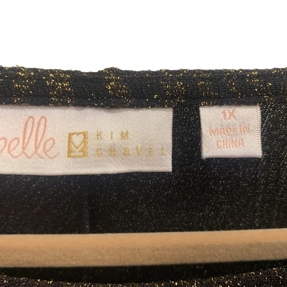 Belle Kim Gravel Lurex Festive Blouse 1035 Black Size 1X - Image 5