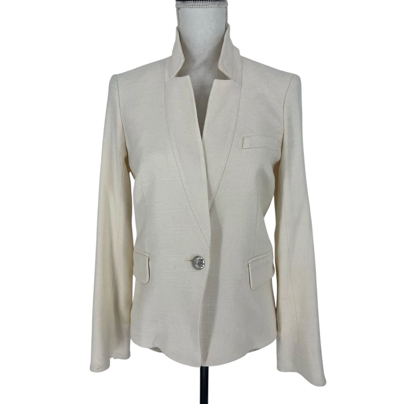 Veronica Beard White One Button Farley Dickey Blazer - Image 4