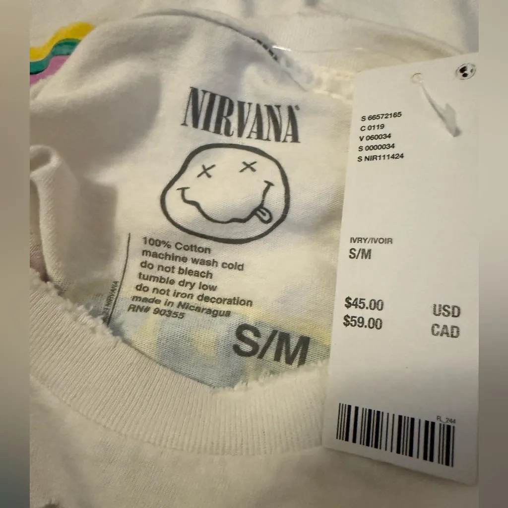 Nirvana Distressed T-shirt Dress white size S/M - Image 16