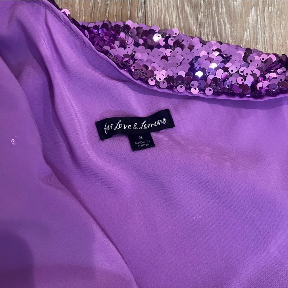 For Love & Lemons Madeleine Sequin Mini Dress in Purple - Image 6