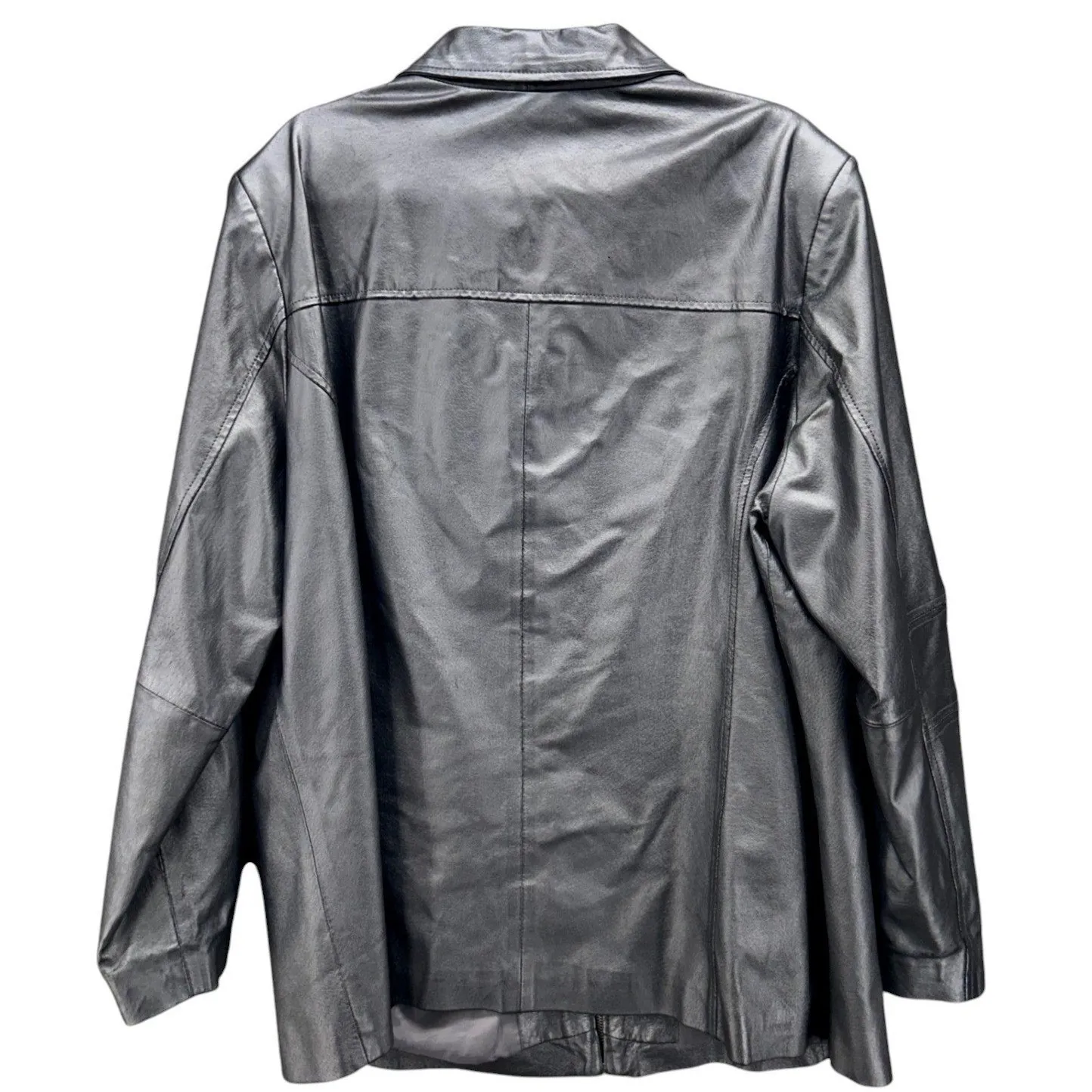 Jessica‎ London Blazer Leather Jacket Silver 20 - Image 2