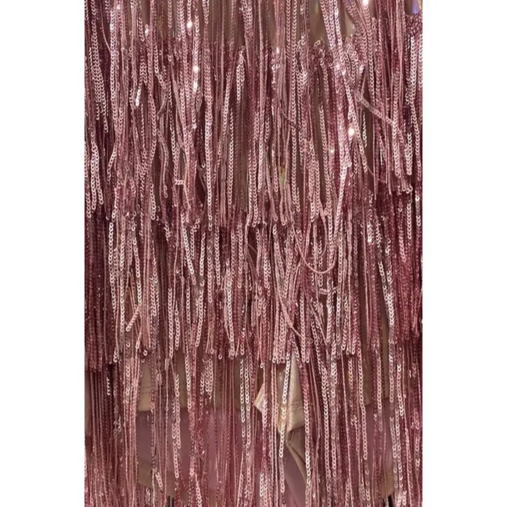 Bear Dance Fringe Sparkle Flapper Sleeveless Bodysuit Pink Size Medium NWT - Image 5