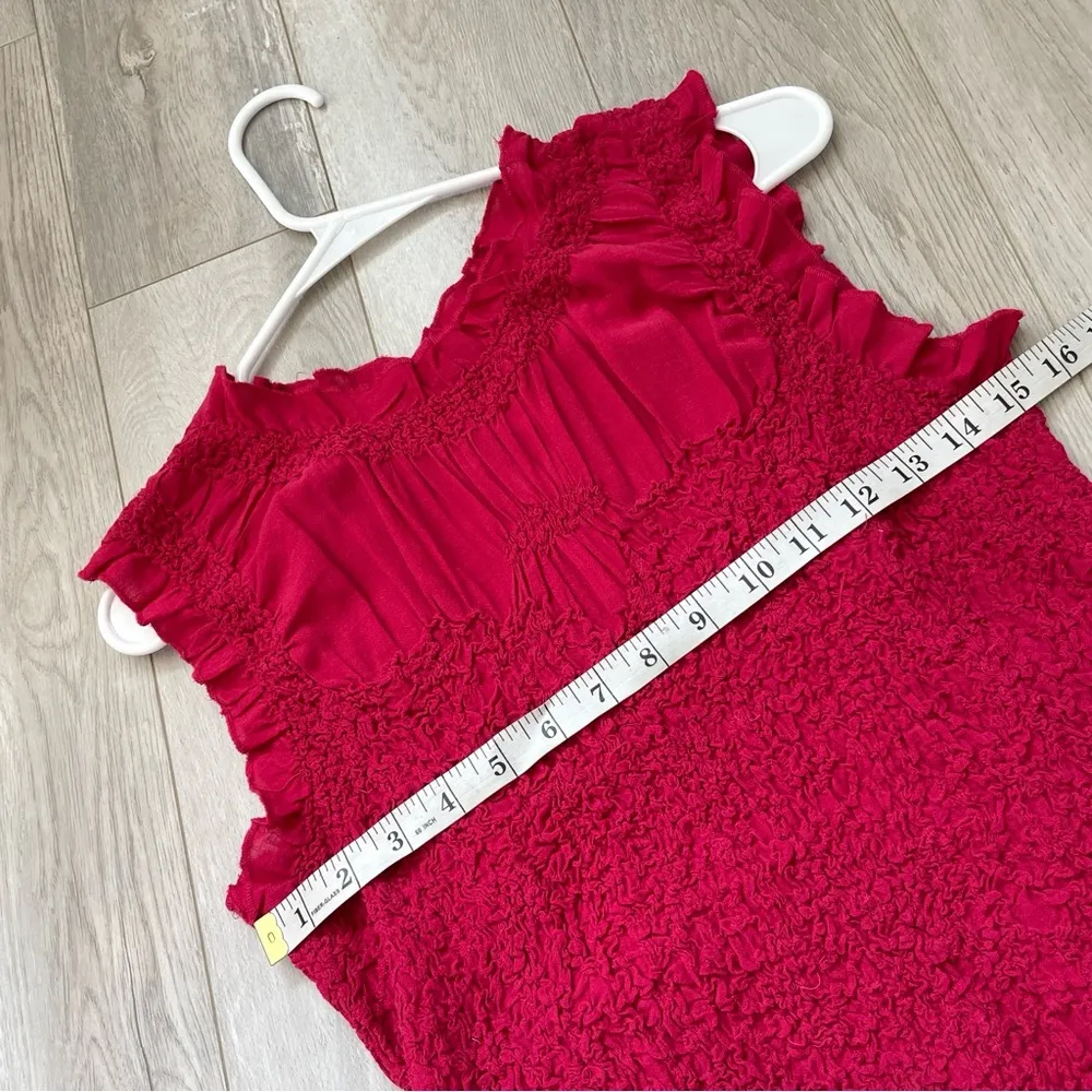 Anthropologie Textured Dress NWT ruffle trim mini pink (small) party bright - Image 4