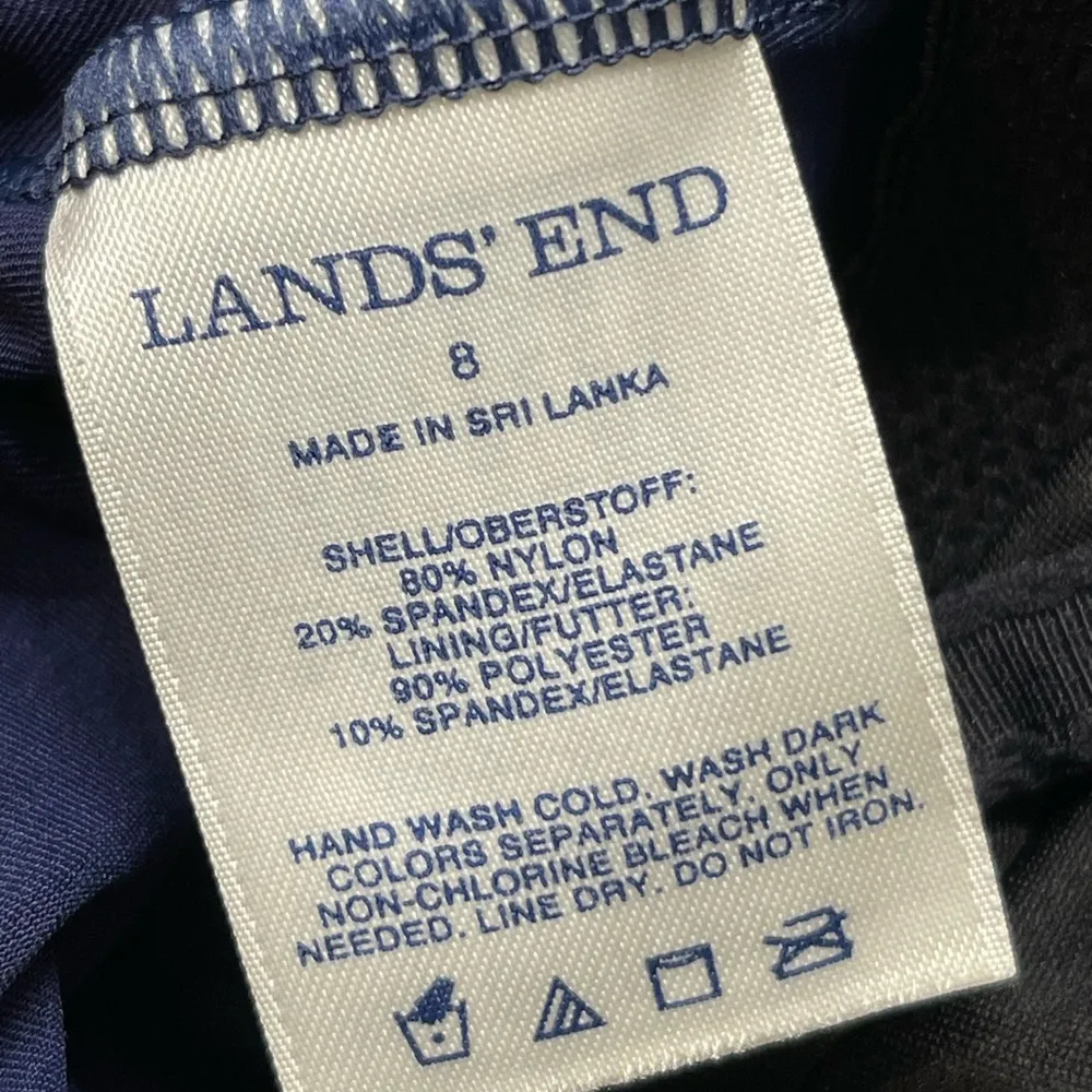 Lands' End  Navy Blue Spaghetti Strap Tie Front Tankini Swimsuit Size 8 EUC #2452 - Image 5