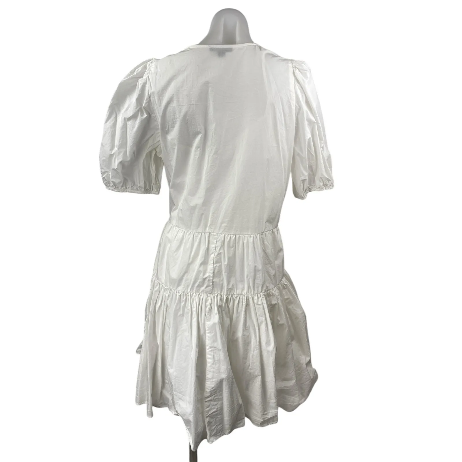 J.Crew White Short Puff Sleeves V Neck Side Tie Mini A - Image 2