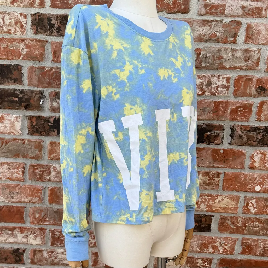 VIBE Flirtitude tie dyed neon green & blue sweatshirt / M / Excellent condition - Image 3