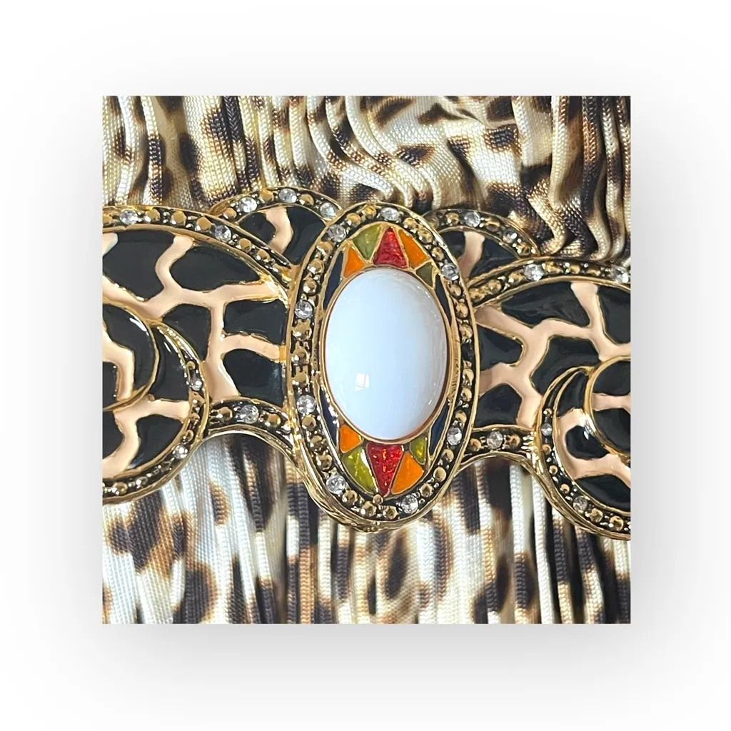 Class Roberto Cavalli đ’€Luxe Crystal Enameled Metal Belt Top đ’€Leopard Print đ’€4 - Image 5