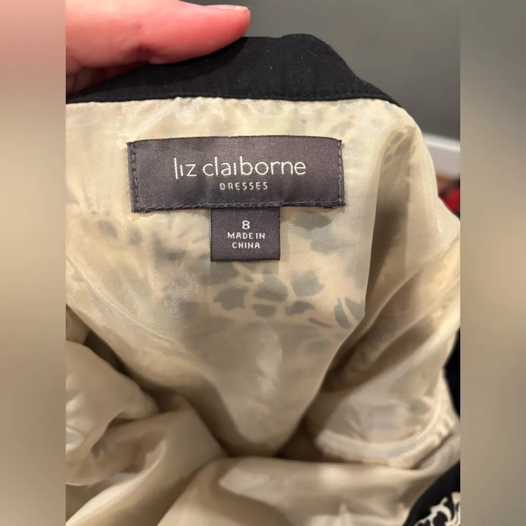 Vintage Liz Claiborne 90s Pin Up Style Size 8 White And Black Floral Dress - Image 4