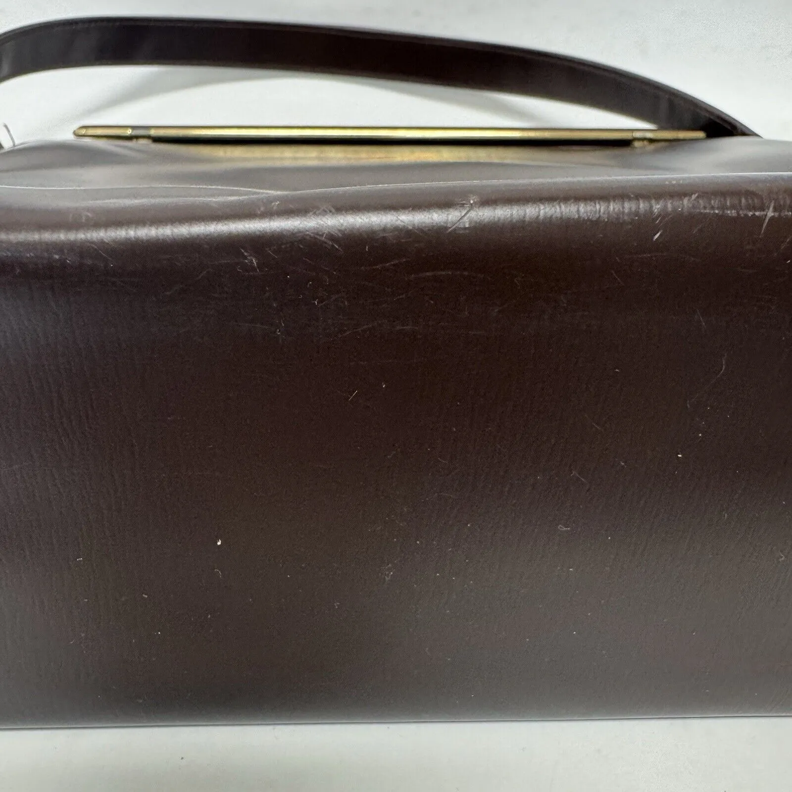 Vintage‎ Theodor California Handbag Brown Purse with GoldTone Trim and Clasp - Image 7