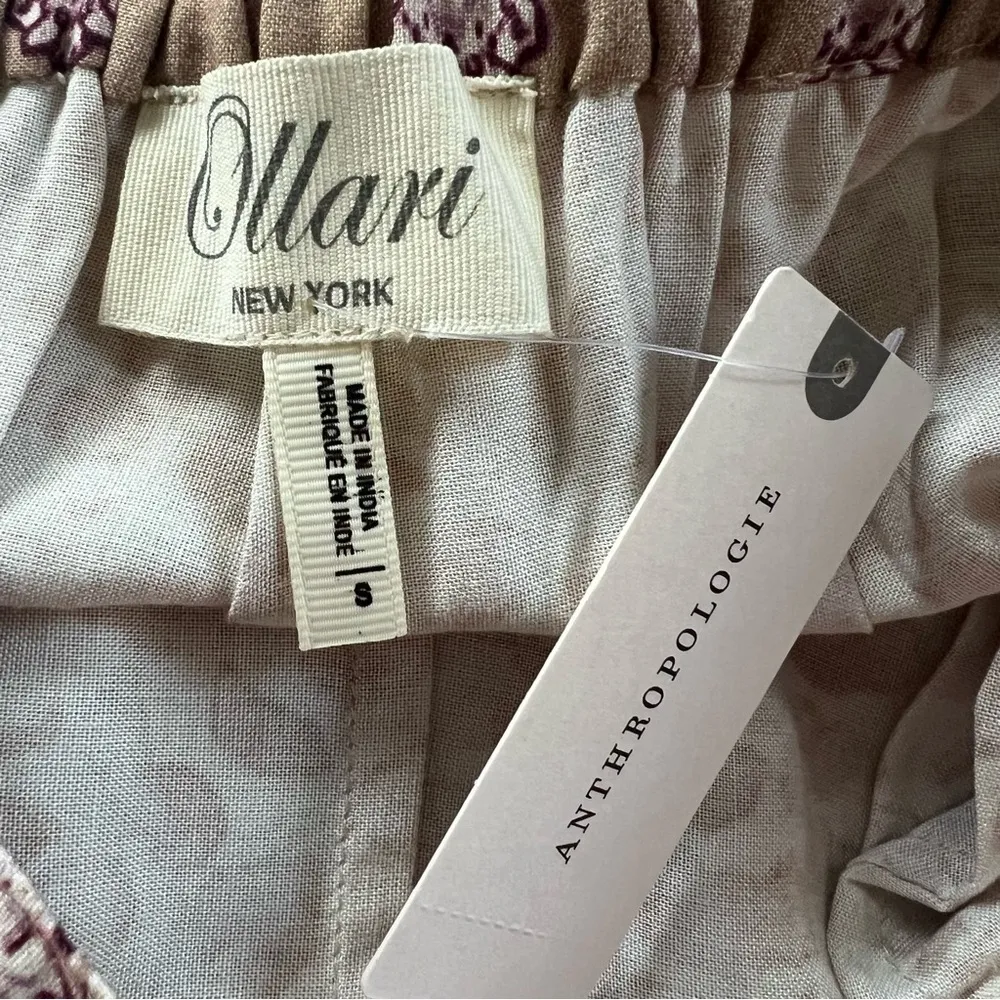 NEW Anthropologie Ollari Cheetah Pants Paisley S Cropped Boho Whimsical Relaxed - Image 14